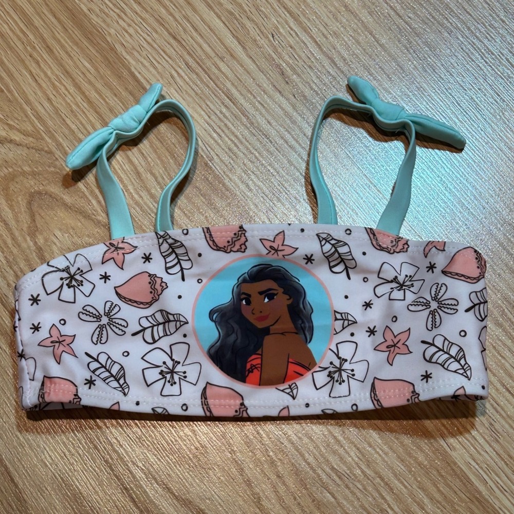 Disney Moana Girls Bikini‎ Swim Top White Tropical Floral Print Size 5T